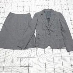 ◇ ⊂ ザスーツカンパニー ストライプ柄 ビジネス 膝丈 スカートスーツ サイズ38 グレー系 レディース E  【1508250013980】