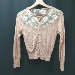 ◇ snidel スナイデル フロントボタン パール レース 花柄 刺繍 長袖 カーディガン サイズF サーモンピンク レディース E 【1309040031883】