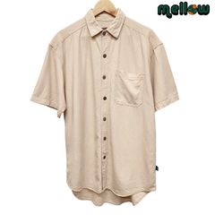 Braintree Hemp ショートスリーブシャツ 半袖 ヘンプ レーヨン ベージュ サイズ：メンズ L 無地 古着 【中古】