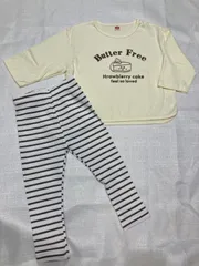 ‪‪❤︎‬SALE中‪‪❤︎‬【2点セット】白ロンＴ ブラウンボーダーレギンス 韓国子ども服