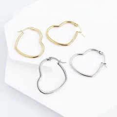 選べる2色！Small ハートフープピアス サージカルステンレス【ste108-1】