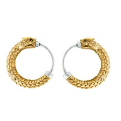 COPPERTIST.WUウロボロス フープピアス リングピアス ピアス メンズ レディース イヤリング 真鍮 シルバー925 ピアス 金属アレルギー対応 アクセサリー 贈り物（ギフトボックス付き）