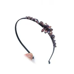 ダークピンク カットビーズ飾り付 カチューシャ