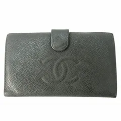 シャネル CHANEL キャビアスキン 長財布 ウォレット がま口 ココマーク エンボス加工 レザー 黒 ブラック /HO