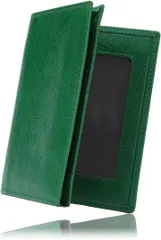 Harewith 名刺入れ メンズ 免許証ケース カードケース 定期入れ 本革 軽い 大容量 薄型 取り出しやすい 幅広 牛革 グリーン(グリーン)