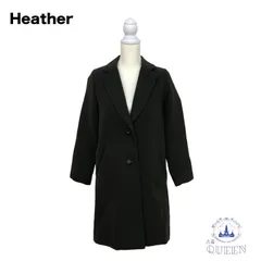 ☆美品 Heather ヘザー アウター チェスターコート 長袖 Ｖネック テーラードカラー 2つボタン レディース ブラック S b8 送料無料 古着