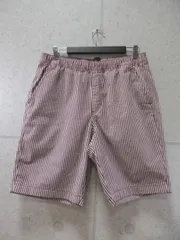 UNIQLO ユニクロ ドライストレッチイージーショートパンツ ストライプ柄 レッド系 Lサイズ 372-417231