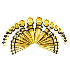 ボディピアス 14G-00G ステンレス ダブルフレア トンネル 36点 キャッチ セット ネジ式 ゴムキャッチ ピアス メンズ レディース 拡張器 拡張ピアス 金属アレルギー対応 Vogem 男女兼用