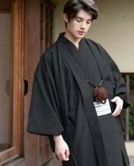 男性用伝統的な正装和服羽織着物セット 紳士和服 正式外出用礼服 角帯付き