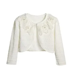 ☆ タイプC×ホワイト ☆ 100cm ☆ 女の子 フォーマル 長袖 ボレロ カーディガン gkwear488 子供服 フォーマル 女の子 ボレロ 子ども服 カーディガン 羽織 入園式 入学式 花柄 レース 110 110 120 130 トップス