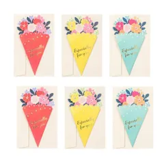 【在庫セール】MinniLove グリーティングカード 誕生日カード 感謝カード メッセージカード 6セット入 封筒付き 新居入居祝い、昇進入学祝い、ビジネスお見舞い、クリスマス、感謝の日、新年祝賀、母の日、教師の日、父の日 (花柄6セット入)