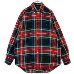 ラルフローレンRalphLauren BLAKE長袖チェックシャツフランネルシャツボタンダウンシャツ好配色マルチカラータータンチェック青ブルー赤レッド緑グリーン黒ブラックポニーロゴ刺繍Y2Kグランパコアネオストリートコットンvintageヴィンテージ50514