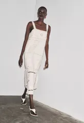 極美品ZARA(ザラ)刺繍ホワイトロングワンピースドレス