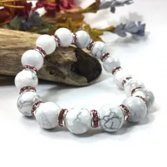 パワーストーン　ブレスレット　ハウライト　12mm 天然石ブレス （ピンク）メンズ・レディース　男性・女性　数珠ブレス　開運 [k]