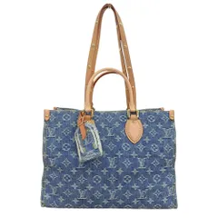 【本物保証】 布袋付 超美品 ルイヴィトン LOUIS VUITTON モノグラム デニム オンザゴーMM M46871 2WAY ハンドバッグ ショルダーバッグ