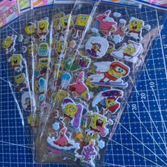 スポンジボブ　ぷくぷくシール  3D ぺたぺたシール　重複あり6枚　ご褒美