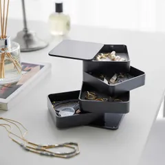 新品 山崎実業 アクセサリーケース tower タワー アクセサリートレー 4段 スクエア ブラック｜沖縄発送不可【SPORTUS】