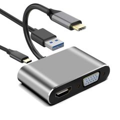 HDMI to VGA Converter, Type-C to USB 3.0 Adapter, 4-in-1 4K UHD Converter, USB-C Hub, Type-C to USBBC Adapter, Cable, HDVGACA