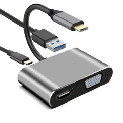HDMI VGA 変換 Type-C USB 3.0 usb-c タイプC アダプタ 4-in-1 4K UHD コンバータ USB C ハブ Type C usbc 変換 アダプタ 変換アダプタ ケーブル HDVGACA