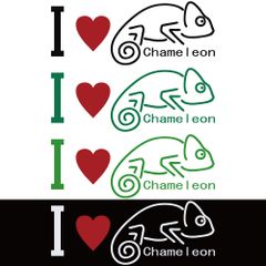 ステッカー 【 I LOVE Chameleon 】 選べる4色 縦6ｃｍ×横15ｃｍ オリジナルステッカー パンサーカメレオン エボシカメレオン ジャクソンカメレオン カメレオン 爬虫類 は虫類 Reptilia レプタイル カッティングステッカー