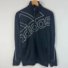 adidas アディダス トラックジャケット フルジップ スタンドカラー 3ストライプス デカロゴ ブラック Lサイズ メンズ 古着 ストリート スポーツMIX