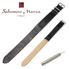 20mm 腕時計 ウォッチ ブラック バンド ベルト NATO ストラップ 牛革 本革 レザーベルト サルバトーレマーラ 20ミリ 20mm幅 工具付 NATOベルト NATOストラップのサムネイル