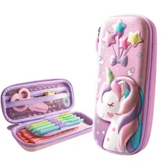 ユニコーン 筆箱 ペンケース 女の子 ピンク 筆入れ 3D 立体加工 大容量 子供 入学 収納 (ユニコーン) [ユニコーン]