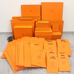 ITIC1G1VT8ZV HERMES エルメス BOX ショッパー 純正BOX 紙袋 化粧箱 オレンジ 空き箱 まとめ売り リボン ショッパー66枚 箱21個