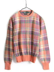 【お得なクーポン配布中!】 90s ポロ ラルフローレン チェック コットン ニット セーター ボーイズ L メンズ S 程 古着 90年代 オールド POLO ポニー無し グリーンタグ