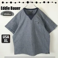 エディーバウアー Eddie Bauer★ストレッチシャンブレー★クルーネック★ポケットTシャツ★Vガゼット★オーバーサイズ★USAメンズXL  2403M069