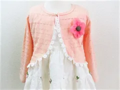 女児薄手カーディガン　ベビーサイズ長袖ボレロ　ピンク色　90サイズ　お出かけに