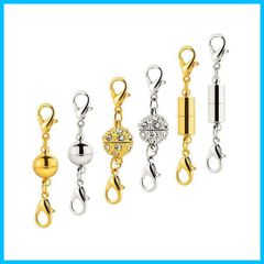 【BEAUTY PLAYER】ネックレス 留め具 マグネット留め具 磁気クラスプ エンドパーツ ジュエリー アクセサリーパーツ 延長用金具 DIY用 クラフト作り 簡単装着 6個セット (ネックレス 留め具*6個)