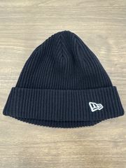 NEW ERA  ニューエラ 黒 ニット帽 リブ編み ホワイトロゴ