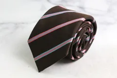 ヒルトン ブランド ネクタイ ストライプ柄 レジメンタル シルク イタリア製 PO メンズ ブラウン HILTON 【中古】