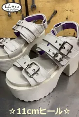 ☆新品未使用・超美品☆ LLサイズ 24.5cm-25cm ヨースケ YOSUKE 厚底サンダル レディース アイボリー バックストラップ バックベルト ベルクロ 人気 約11cm ヒール MY721-446
