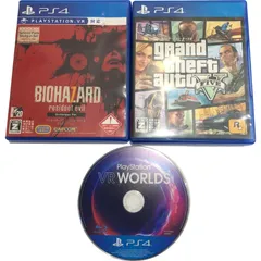 PS4 ソフト 3点セット バイオハザード7 レジデント イービル ＋ グランド・セフト・オートV ＋ PlayStation VR WORLDS 【中古】 22506R77