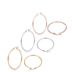【幅2mm 外径15mm シルバー/ゴールド/ローズゴールド 3色ペアセット】[Adelina Style] フープ ピアス 人気 大きめ レディース リングピアス イヤリング 金属アレルギー対応 サージカルステンレス 両耳用 プレゼント