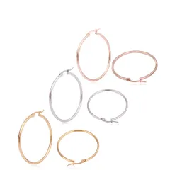 【幅2mm 外径15mm シルバー/ゴールド/ローズゴールド 3色ペアセット】[Adelina Style] フープ ピアス 人気 大きめ レディース リングピアス イヤリング 金属アレルギー対応 サージカルステンレス 両耳用 プレゼント