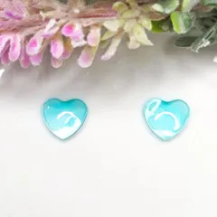 No.972 レジン ぷっくりハート　水色　ピアス　イヤリング　ハンドメイド