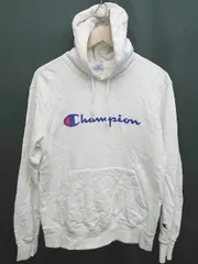 ◇ Champion チャンピオン ロゴ 長袖 プルオーバー パーカー サイズL ホワイト レディース メンズ P  【1406180059880】