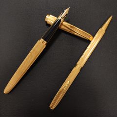WATERMAN ペン先18K 万年筆 ＆ ツイストボールペン ゴールドカラー 同一デザインセット ウォーターマン 750 ヴィンテージ