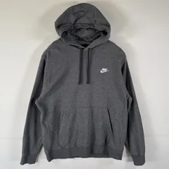 古着 ナイキ NIKE パーカー スウェット フーディ プルオーバー ワンポイントロゴ刺繍 スウッシュ L  ダークグレー メンズ