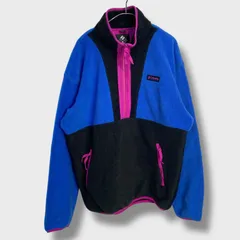 ☆Columbia☆コロンビア☆ハーフジップフリース☆ボアフリース☆マルチカラー☆ブルー☆ブラック☆M☆G25M