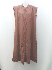 ◇ coen フロントボタン 裏地あり 袖なし 無地シンプル ロング ワンピース サイズFREE ブラウン レディース E  【1309250028079】