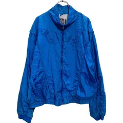KUMA SPORT ジップアップ ナイロンジャケット レディース 2XL～ ブルー 花柄刺繍 レトロ 古着卸 アメリカ仕入 a701-6315