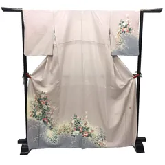 セール 京やB058 正絹 訪問着 付け下げ 附下 絹100％ 牡丹　梅　紅葉　菊　四季の花　一つ紋　染めぼかし　ガード加工済み 袷仕立て 美品 仕立て上がり　リサイクル着物　送料無料