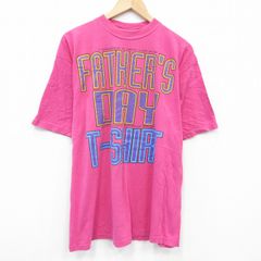 XL/古着 半袖 ビンテージ Tシャツ メンズ 90s ファーザーズデイ クルーネック 濃ピンク spe 25aug28 中古