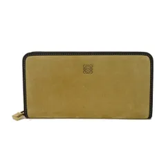 LOEWE ロエベ アマソナ ジップアラウンドウォレット ブラウン バイカラー ラウンドファスナー マチ付き 札入れ カードケース コインケース 美品 アナグラム スエード ベージュ 長財布 113N61.F13