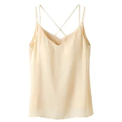 シアーキャミ ブラトップ カップ付き キャミソール シフォン カップ一体型 おしゃれ シアー素材 楽ちん シンプル エレガント クロスバック 透け感 黒 白 rr-047