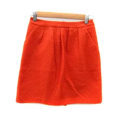 ロペピクニック ROPE Picnic フレアスカート ミニ丈 ツイード スリット 38 M オレンジ /SY20